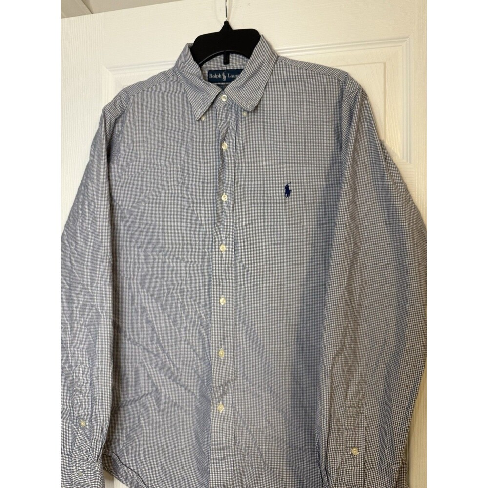 Ralph Lauren Mens 16.5/42 Button Down Custom Fit Dress Shirt PBlue